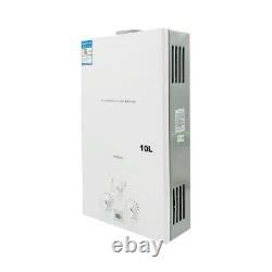 10L/min Tankless LPG Water Heater with LED Digital Display for Outdoor Use White