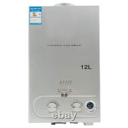 12L 24KW LPG Propane Gas Tankless Hot Water Heater with Shower Kit 3.2GPM Grey