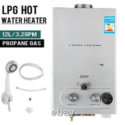 12L GAS LPG Hot Water Heater Propane Tankless Stainless Instant Boiler +Shower