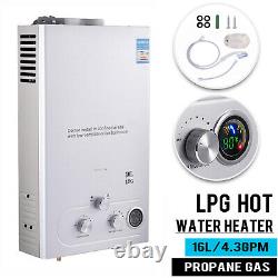 16L 32KW Hot Water Heater LPG Propane Gas Tankless Instant Boiler With Shower Kit