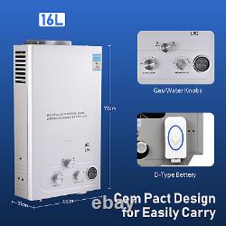 16L Gas Hot Water Heater Portable Shower Camping LPG Outdoor Instant 32KW UK