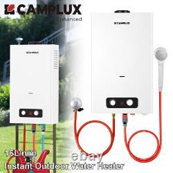 16L Portable Hot Water Heater Propane Gas LED Tankless Instant with Shower Head