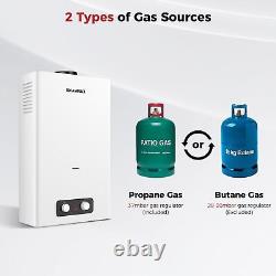 16L Portable Hot Water Heater Propane Gas LED Tankless Instant with Shower Head