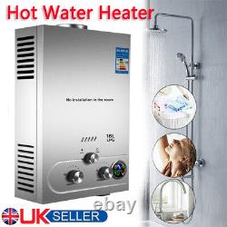 18L LPG Water Heater Propane Gas Tankless Instant Hot Boiler With Shower Head Kit