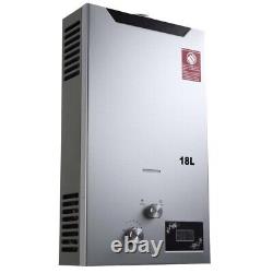 18L Tankless Hot Water Heater Boiler with Shower Head LPG Propane Gas Home Silver