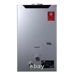 18L Tankless Hot Water Heater Boiler with Shower Head LPG Propane Gas Home Silver