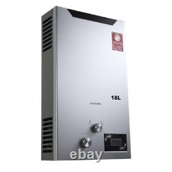 18L Tankless Hot Water Heater Boiler with Shower Head LPG Propane Gas Home Silver