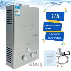 20KW 10L Tankless Liquefied Petroleum Gas Water Heater with Shower Kit Silver