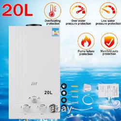 20L Tankless Hot Water Heater Boiler withShower Head LPG Propane Gas Home White UK