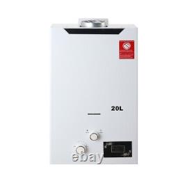 20L Tankless Hot Water Heater Boiler withShower Head LPG Propane Gas Home White UK