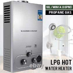 4.8GPM 18L Tankless Hot Water Heater Propane Gas Instant Boiler LPG withShower Kit