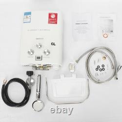 6L Instant Hot Water Heater Kit Portable Tankless Boiler LPG Propane Gas Shower