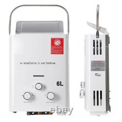 6L Tankless Hot Water Heater Instant Heating Boiler LPG Propane Gas withShower Kit
