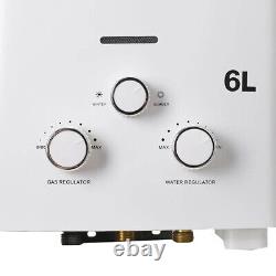 6L Tankless Hot Water Heater Instant Heating Boiler LPG Propane Gas withShower Kit