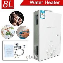 8L Natural Gas Hot Water Heater 16KW Tankless Heater with Shower Kit 2.11 GPM
