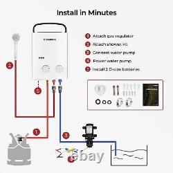 CAMPLUX 10kW 5L Portable Tankless Gas Hot Water Heater with 4.3L Water Pump 12V