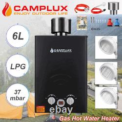 CAMPLUX 6L Instant Gas Hot Water Heater with Rain Cap Tankless Propane Gas Boiler