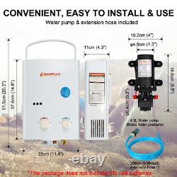 Camplux AY132P43 5L Portable Gas Water Heater with 4.3L Water Pump 12V, Tankless