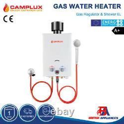 Camplux Tankless Gas Water Heater with Rain Cap 6L Outdoor Instant Gas Shower RV