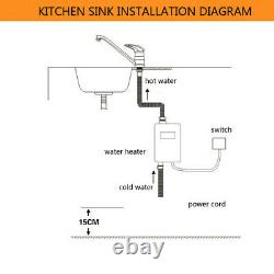 Electric Tankless Instant Hot Water Heater Under Sink Tap Bathroom Kitchen 3.8KW