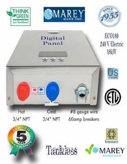 Electric Water Heater Tankless Marey ECO180 Best On Demand 5 GPM 240V