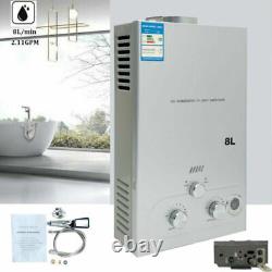 LPG Propane Instant Water Heating Gas Tankless Boiler Heater with Shower Kits 8L