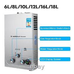Propane Gas Hot Water Heater 6/8/10/12/16/18L Tankless Instant Boiler LPG 4.3GPM