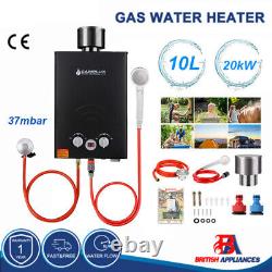 Tankless Propane Gas Hot Water Heater 10L Instant with Rain Cap Portable Shower