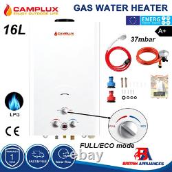 Chauffe-eau à gaz propane sans réservoir Camplux BW422 16L pour une utilisation en extérieur et en intérieur