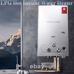 Chauffe-eau au gaz propane de 18L sans réservoir, chauffe-eau instantané avec kit de douche