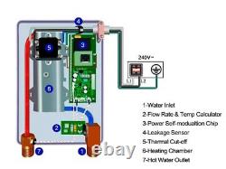 Chauffe-eau électrique sans réservoir, chauffe-eau instantané à la demande 240V