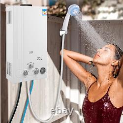 Chauffe-eau instantané à gaz sans réservoir de 20 L, chaudière à gaz instantanée LPG Propane + kit de douche