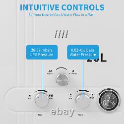 Chauffe-eau instantané à gaz sans réservoir de 20 L, chaudière à gaz instantanée LPG Propane + kit de douche