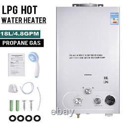 Chauffe-eau instantané au gaz LPG de 18L, chaudière instantanée en acier inoxydable propane + douche