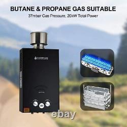 Chauffe-eau instantané au gaz propane de 10L sans réservoir pour camping douche d'eau chaude