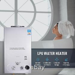 Chauffe-eau instantané sans réservoir à gaz propane de 12L pour eau chaude instantanée avec brûleur de chaudière