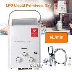 Chauffe-eau instantané sans réservoir de 6 L, chaudière de chauffage instantané au gaz propane LPG avec kit de douche
