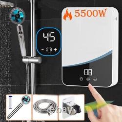 Chauffe-eau instantané sans réservoir de douche de 5500W avec affichage numérique, outil de salle de bain avec prise EU.