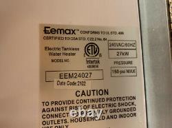 Eemax Eem24027 240-volt 27-kw 5.3-gpm Chauffe-eau Électrique Sans Réservoir (40)