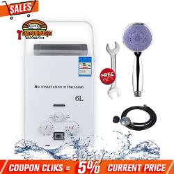 Kit de chauffe-eau instantané portable de 6L avec chaudière sans réservoir, douche au gaz propane LPG